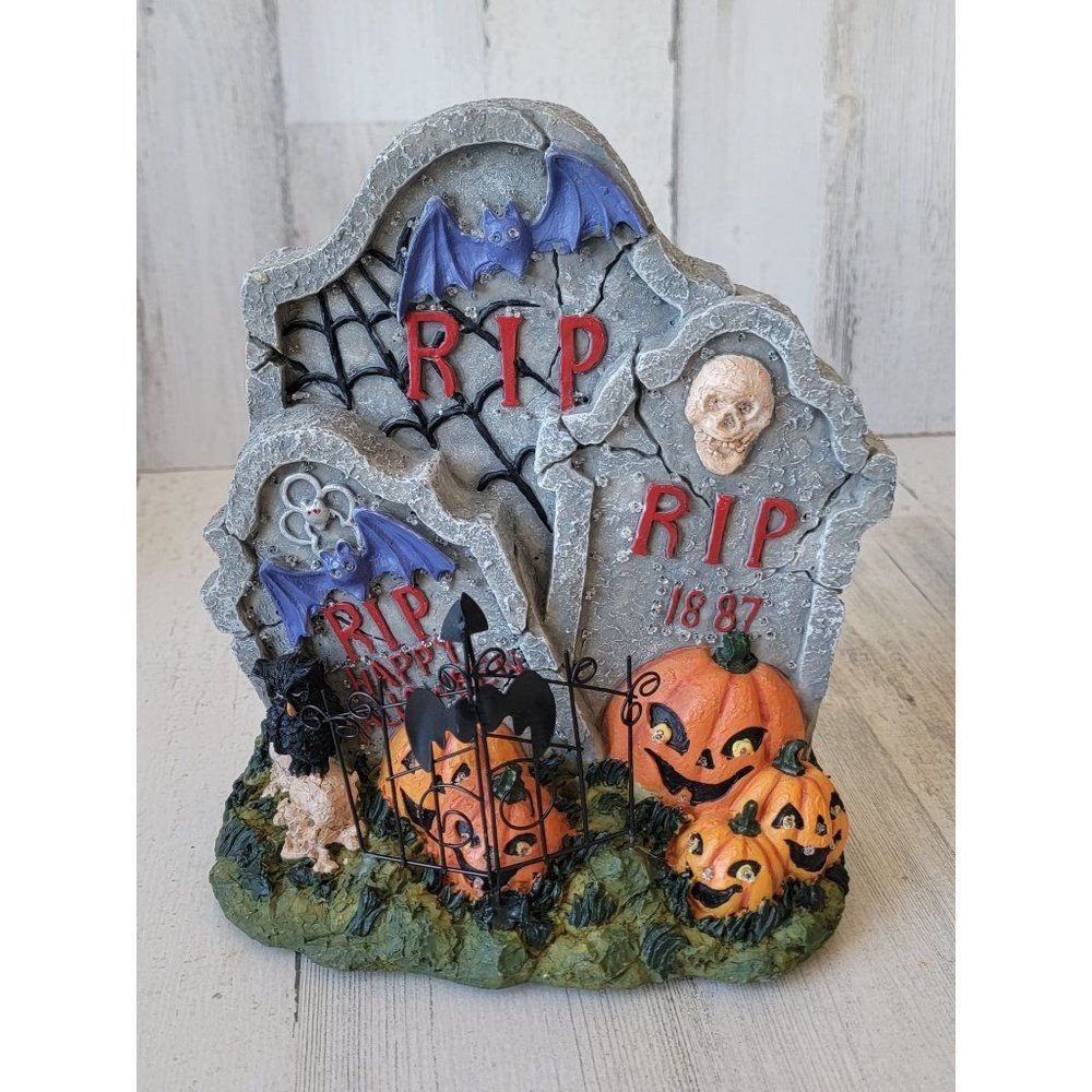 Happy Halloween AS IS 1887 rip Tombstone pumpkin